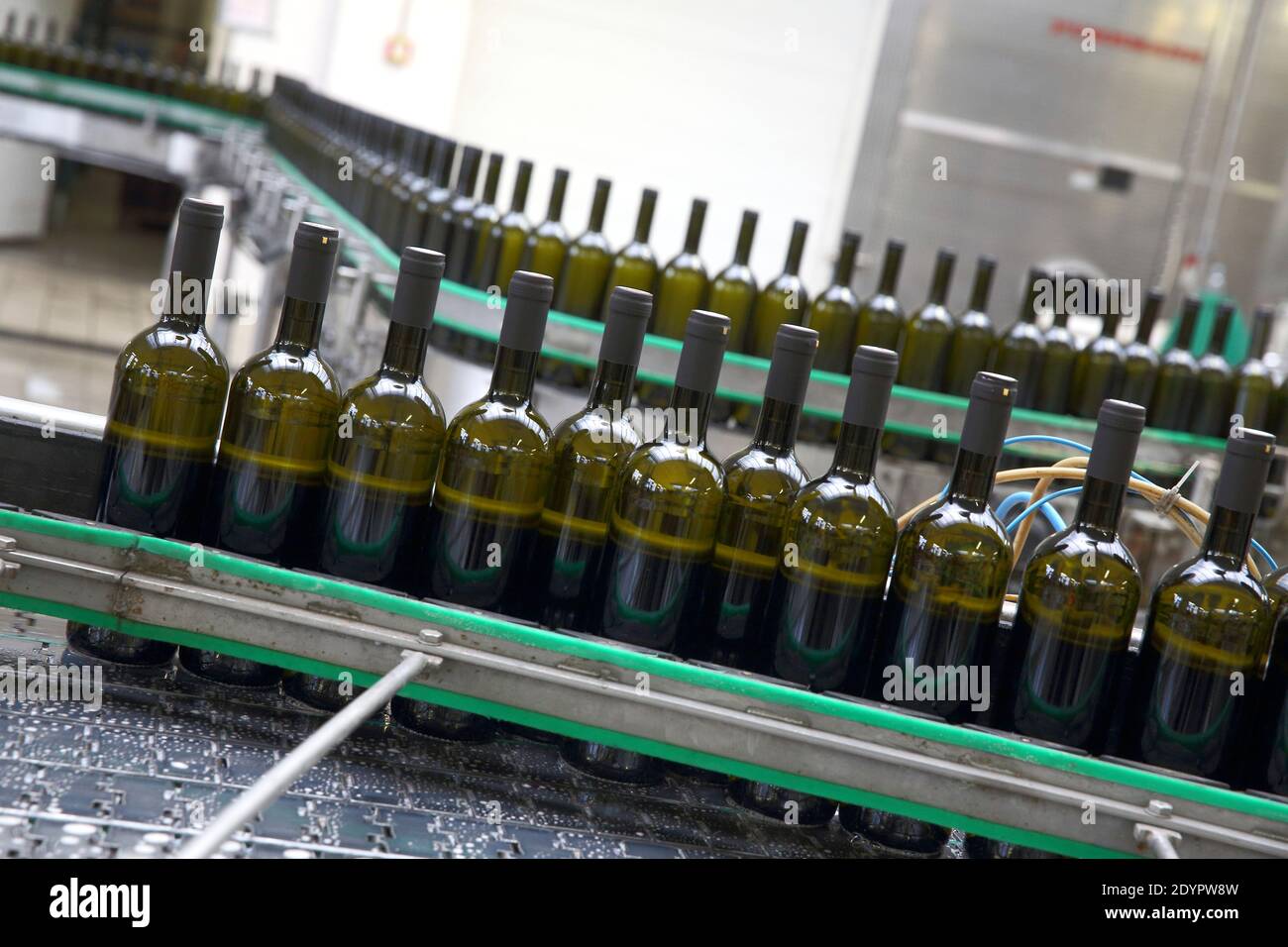 Weinproduktion, Flaschen Stockfoto