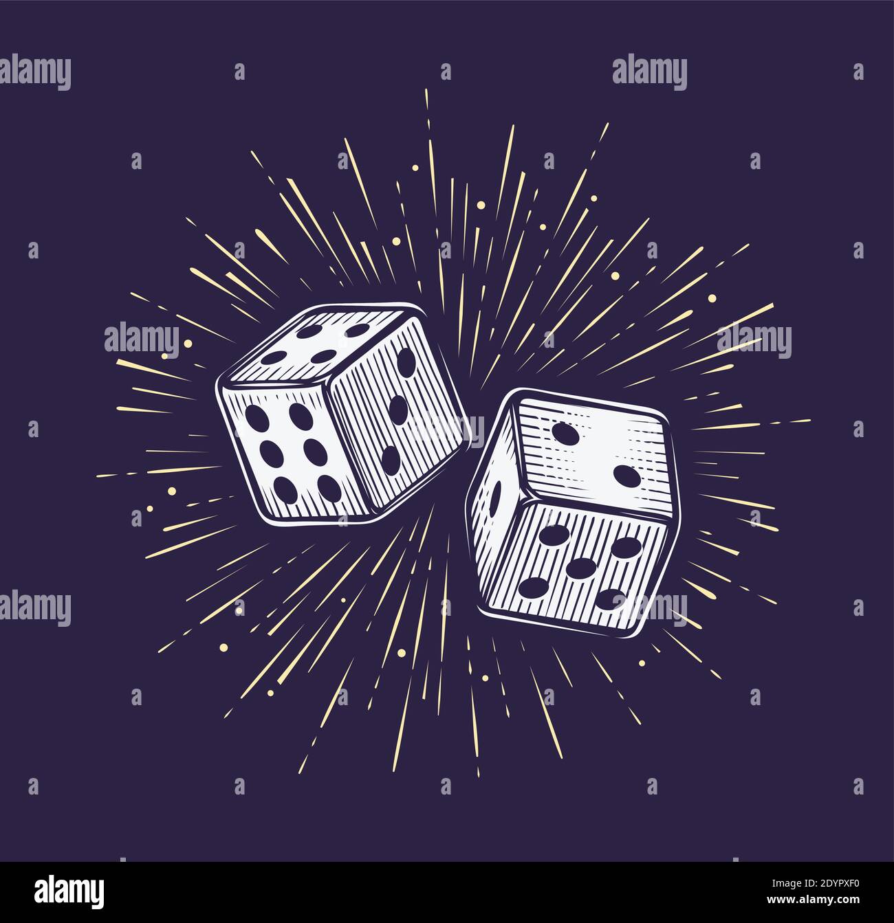 Zwei Würfel. Glücksspiel, Casino Konzept Vektor Illustration Stock Vektor
