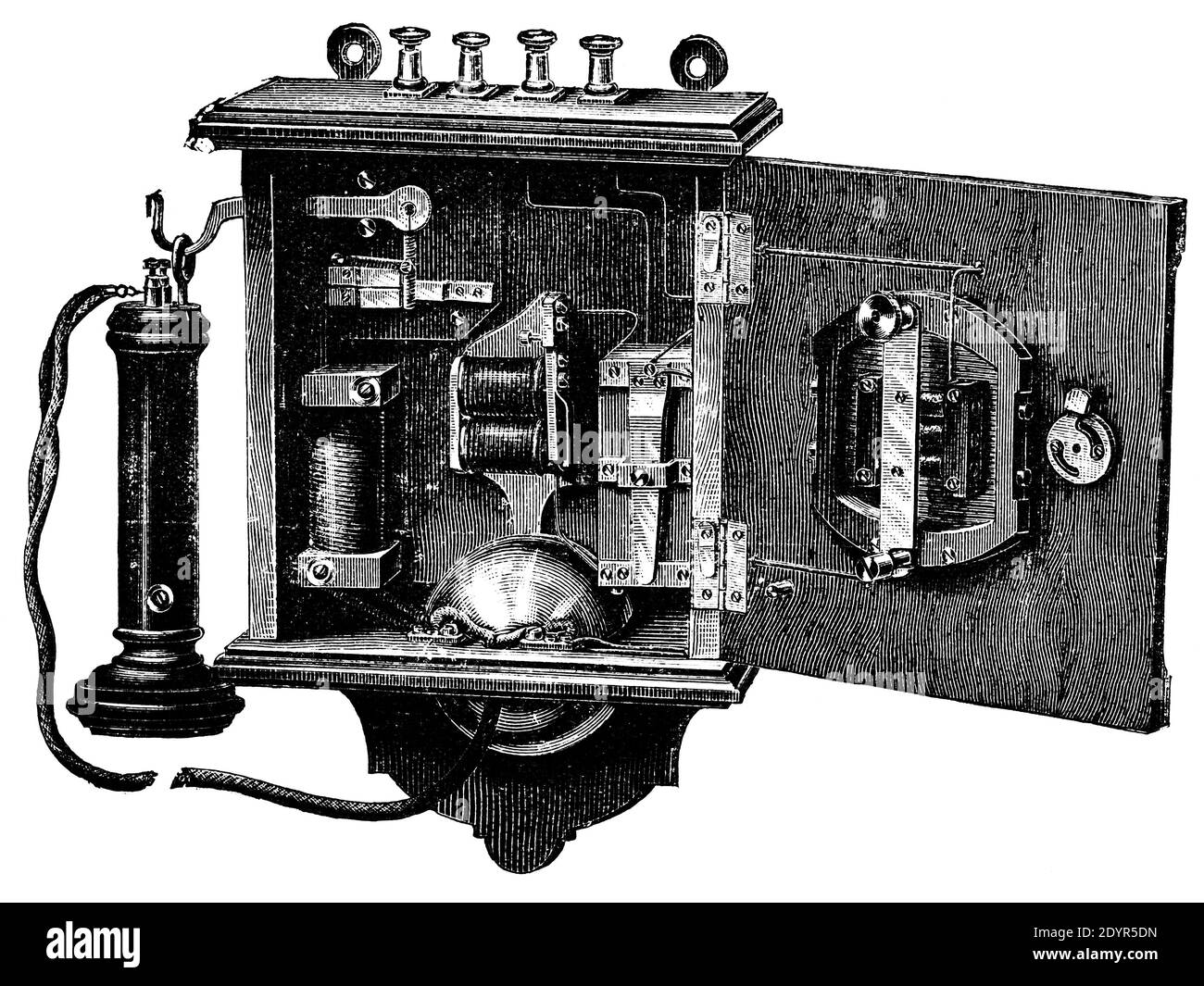 Der Mikrofonstation. Illustration des 19. Jahrhunderts. Deutschland. Weißer Hintergrund. Stockfoto