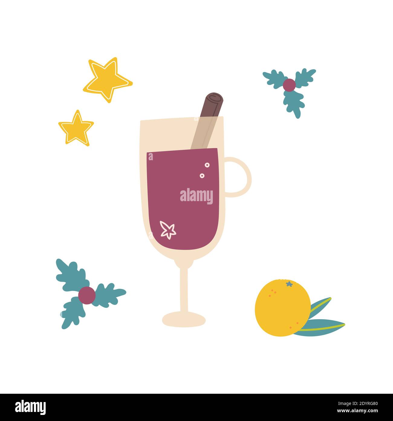 Glühwein mit Glas und Zutaten Stock Vektor