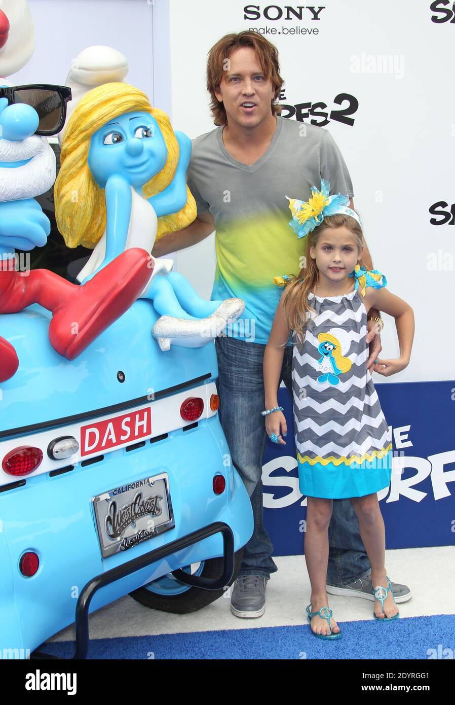 Dannielynn Marshall, Larry Birkhead, Columbia Bilder Premiere für die Schlümpfe 2 im Regency Village Theater in Los Angeles, CA, USA, 28. Juli 2013. (Im Bild: Dannielynn Marshall, Larry Birkhead). Foto von Baxter/ABACAPRESS.COM Stockfoto