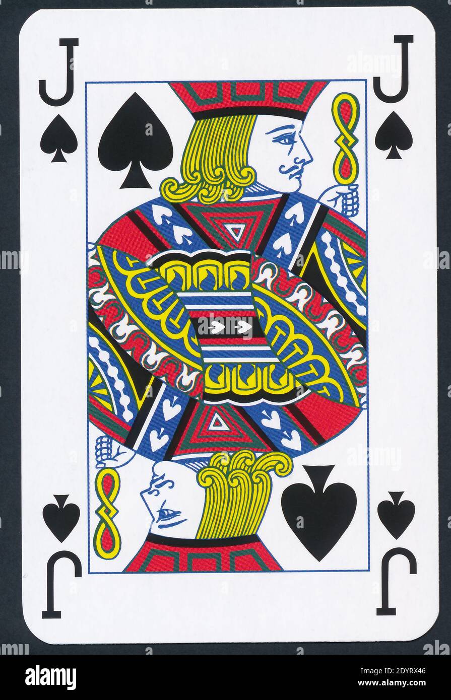 Spielkarten von Pik Anzug isoliert auf schwarzem Hintergrund - hohe Qualität XXL. Stockfoto