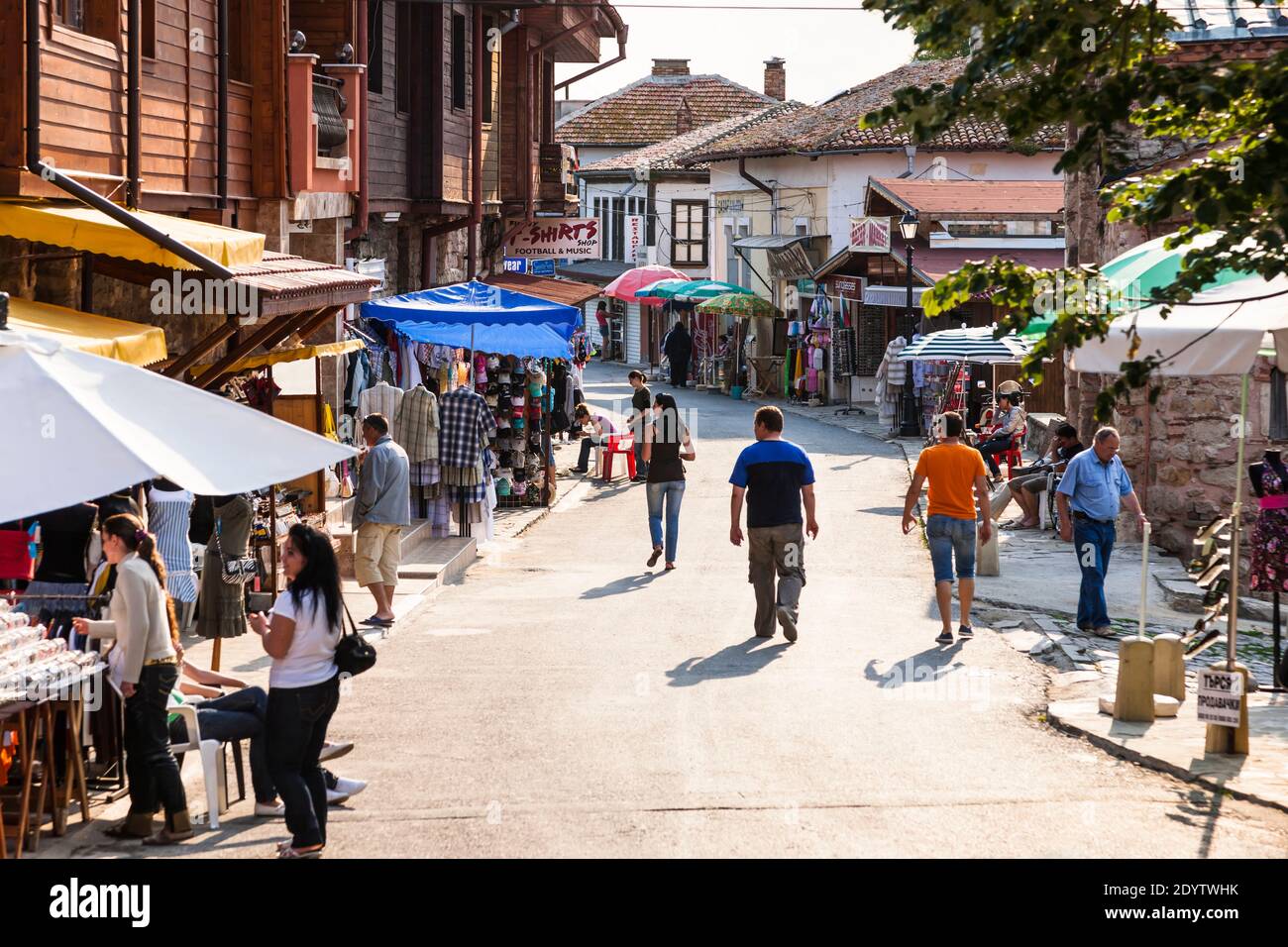 Innenstadt und Straße von Nessebar Insel, Altstadt von Nessebar, Nessebar, Nessebar, Burgas Provinz, Bulgarien, Südosteuropa, Europa Stockfoto