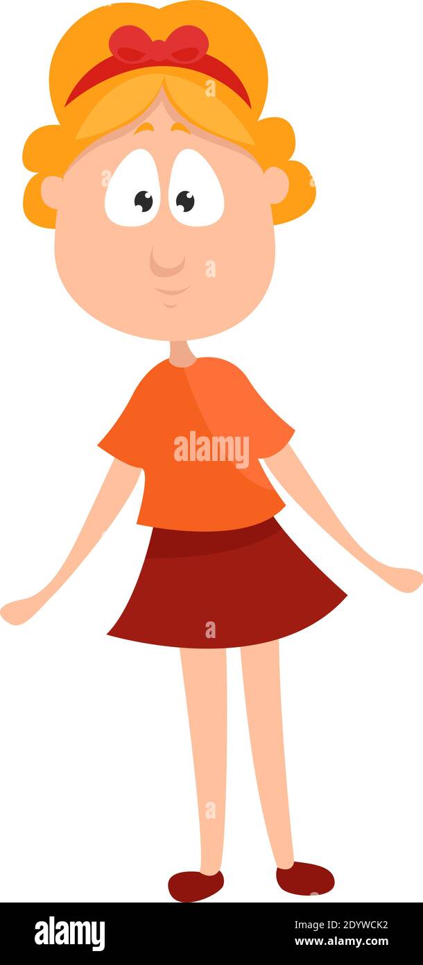 Blonde Mädchen, Illustration, Vektor auf einem weißen Hintergrund. Stock Vektor