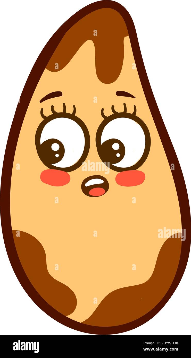 Schüchterne Nuss, Illustration, Vektor auf weißem Hintergrund. Stock Vektor