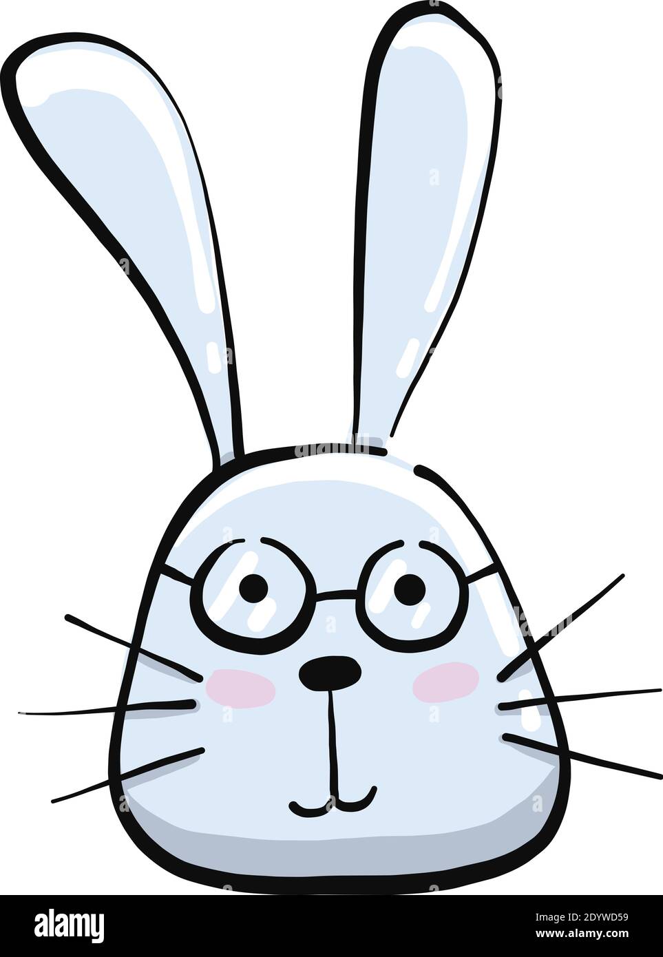 Bunny witth Brille, Illustration, Vektor auf weißem Hintergrund. Stock Vektor
