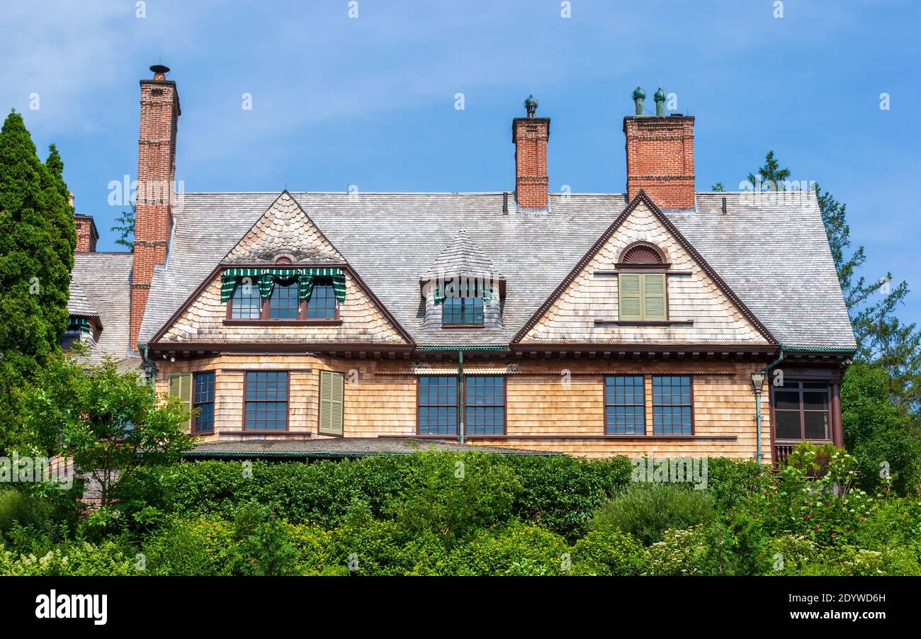 Naumkeag - eine vergoldete Alter Sommervilla in Stockbridge, MA. Das historische Landgut ist berühmt für seine terrassenförmig angelegten Gärten und seine herrliche Architektur Stockfoto