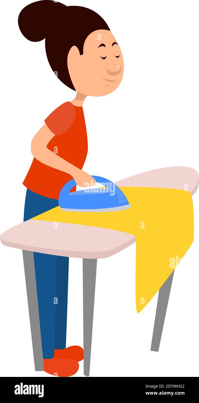 Bügeln der Kleidung, Illustration, Vektor auf einem weißen Hintergrund. Stock Vektor