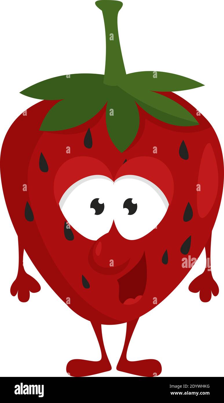 Angeregte Erdbeere, Illustration, Vektor auf weißem Hintergrund. Stock Vektor
