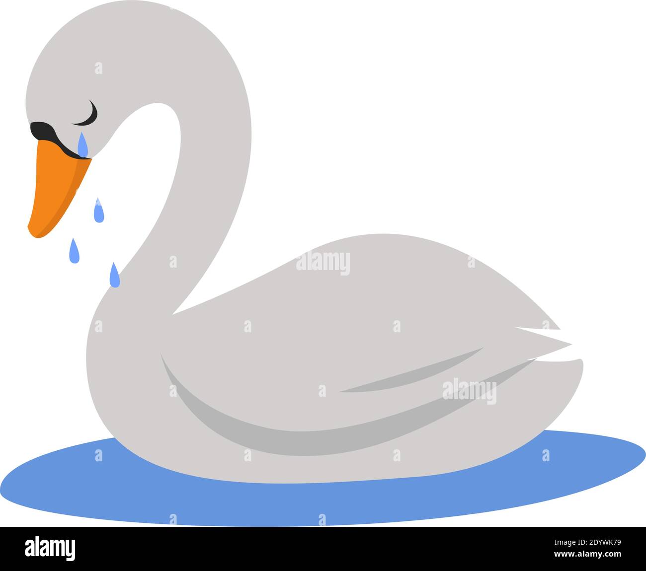 Trauriger Schwan, Illustration, Vektor auf weißem Hintergrund. Stock Vektor