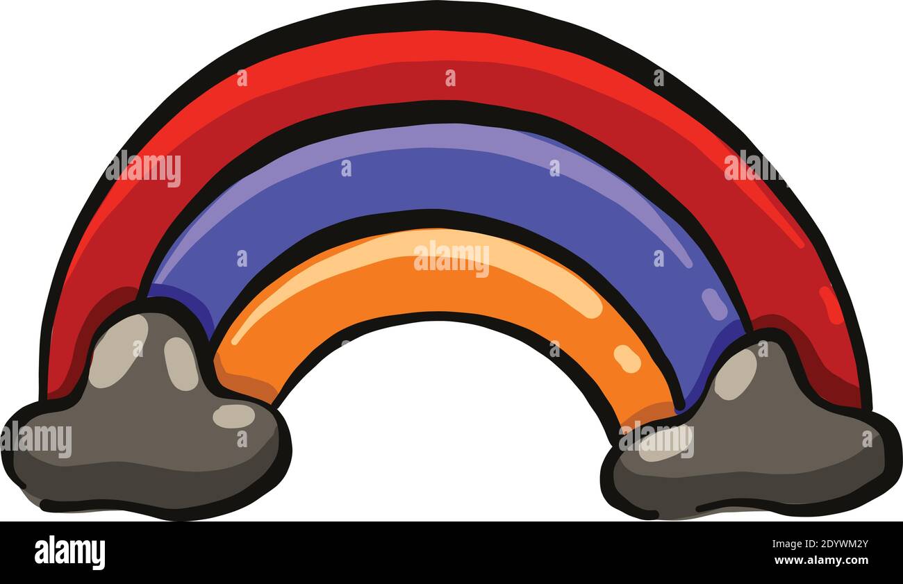 Kleiner bunter Regenbogen, Illustration, Vektor auf weißem Hintergrund. Stock Vektor