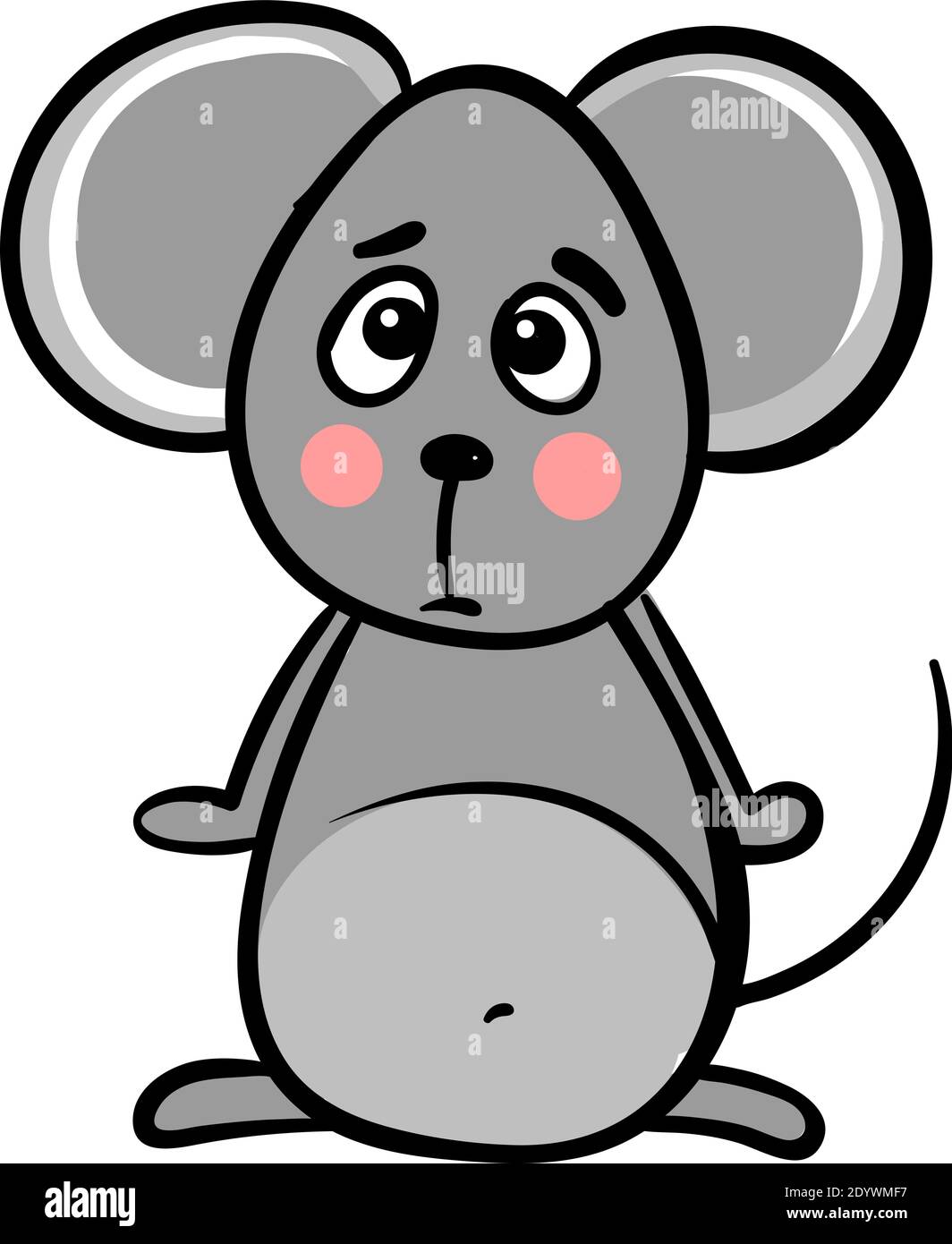 Traurige graue Maus, Illustration, Vektor auf weißem Hintergrund. Stock Vektor