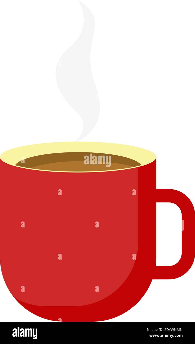 Rote Tasse Kaffee, Illustration, Vektor auf weißem Hintergrund. Stock Vektor