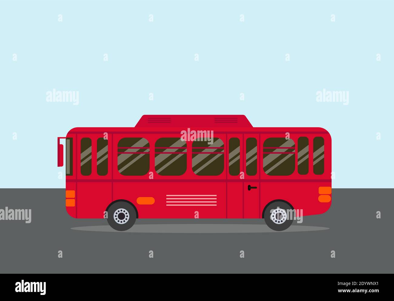 Großer roter Bus, Illustration, Vektor auf weißem Hintergrund. Stock Vektor