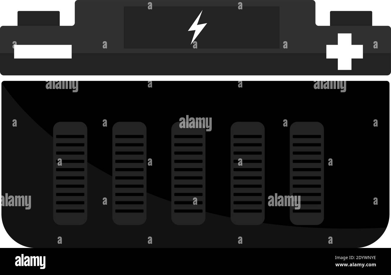 Autobatterie, Illustration, Vektor auf weißem Hintergrund. Stock Vektor