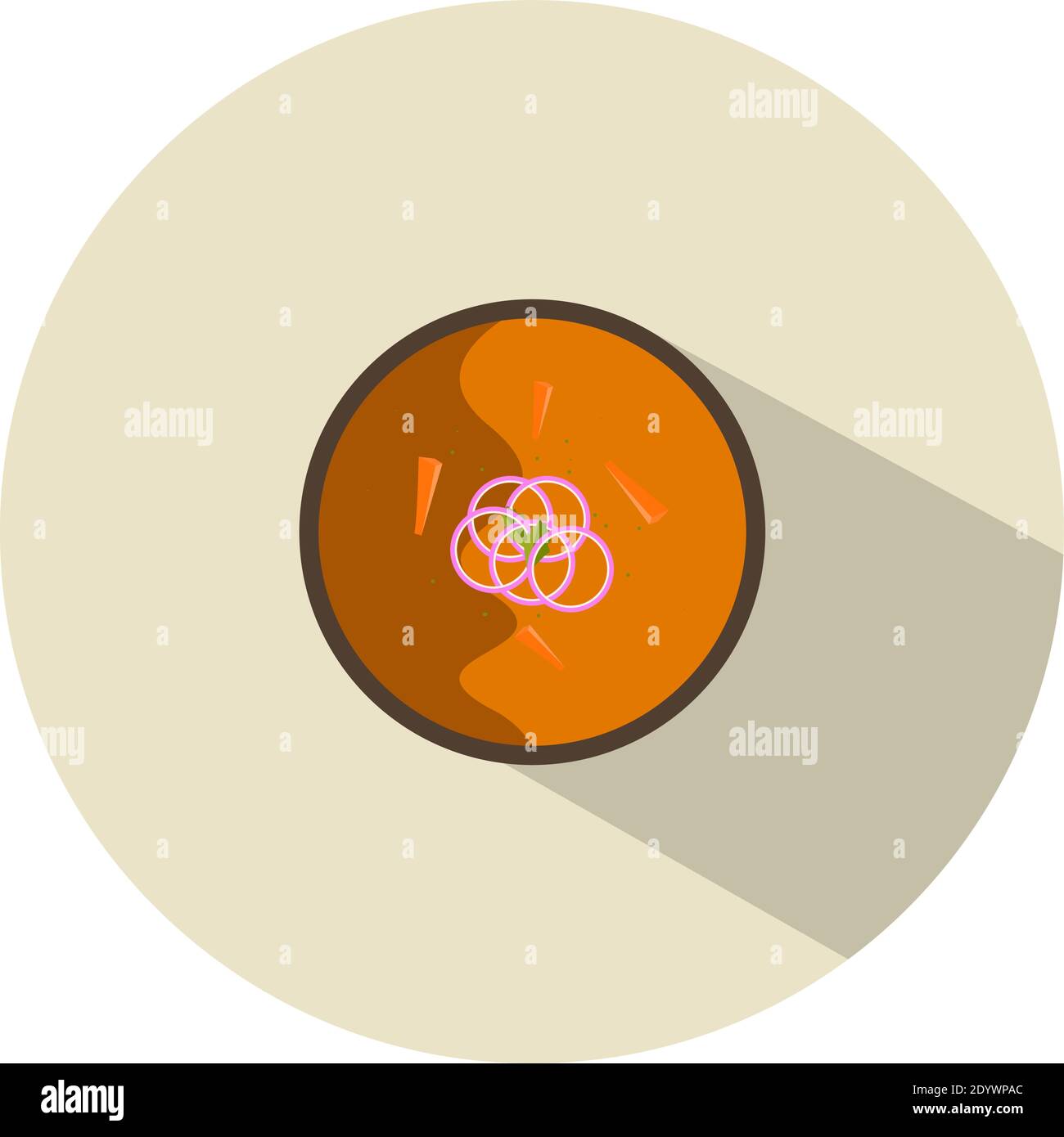 Indisches Essen auf dem Teller, Illustration, Vektor auf weißem Hintergrund. Stock Vektor