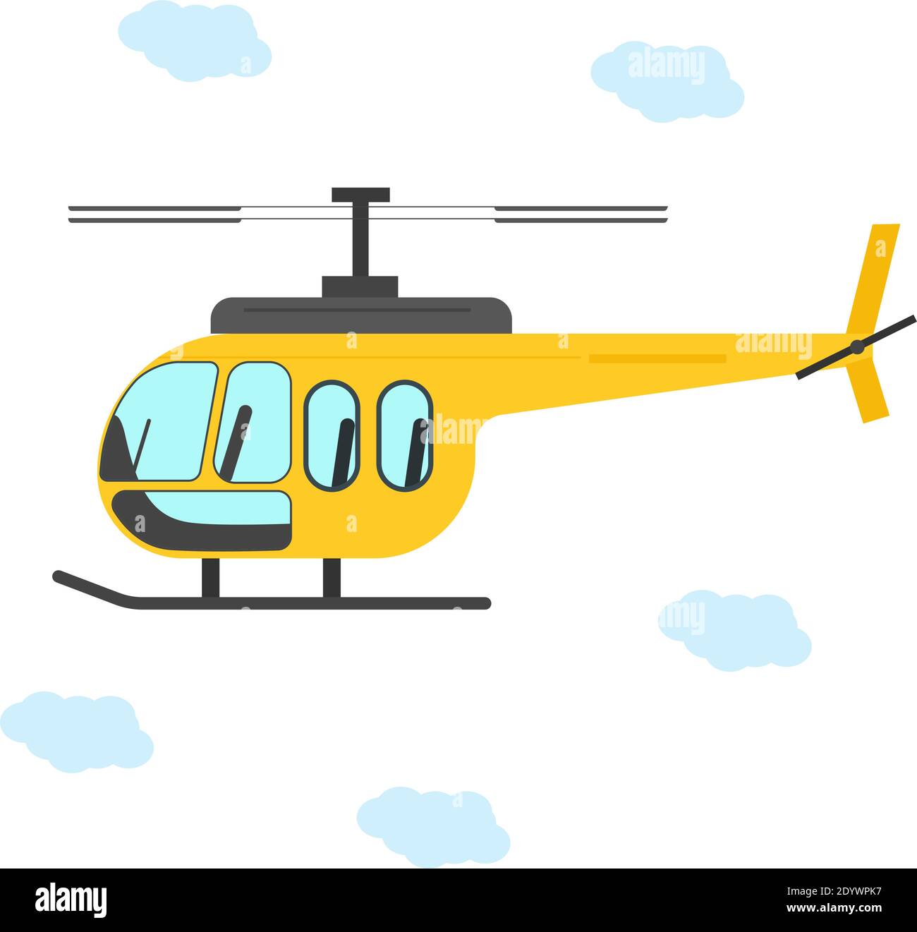 Gelber Hubschrauber, Illustration, Vektor auf weißem Hintergrund. Stock Vektor