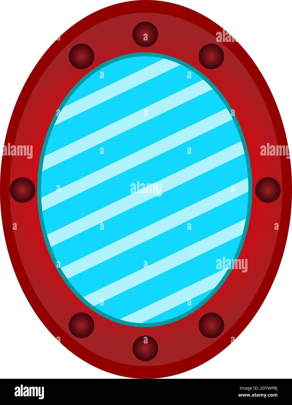 Roter ovaler Spiegel, Illustration, Vektor auf weißem Hintergrund. Stock Vektor
