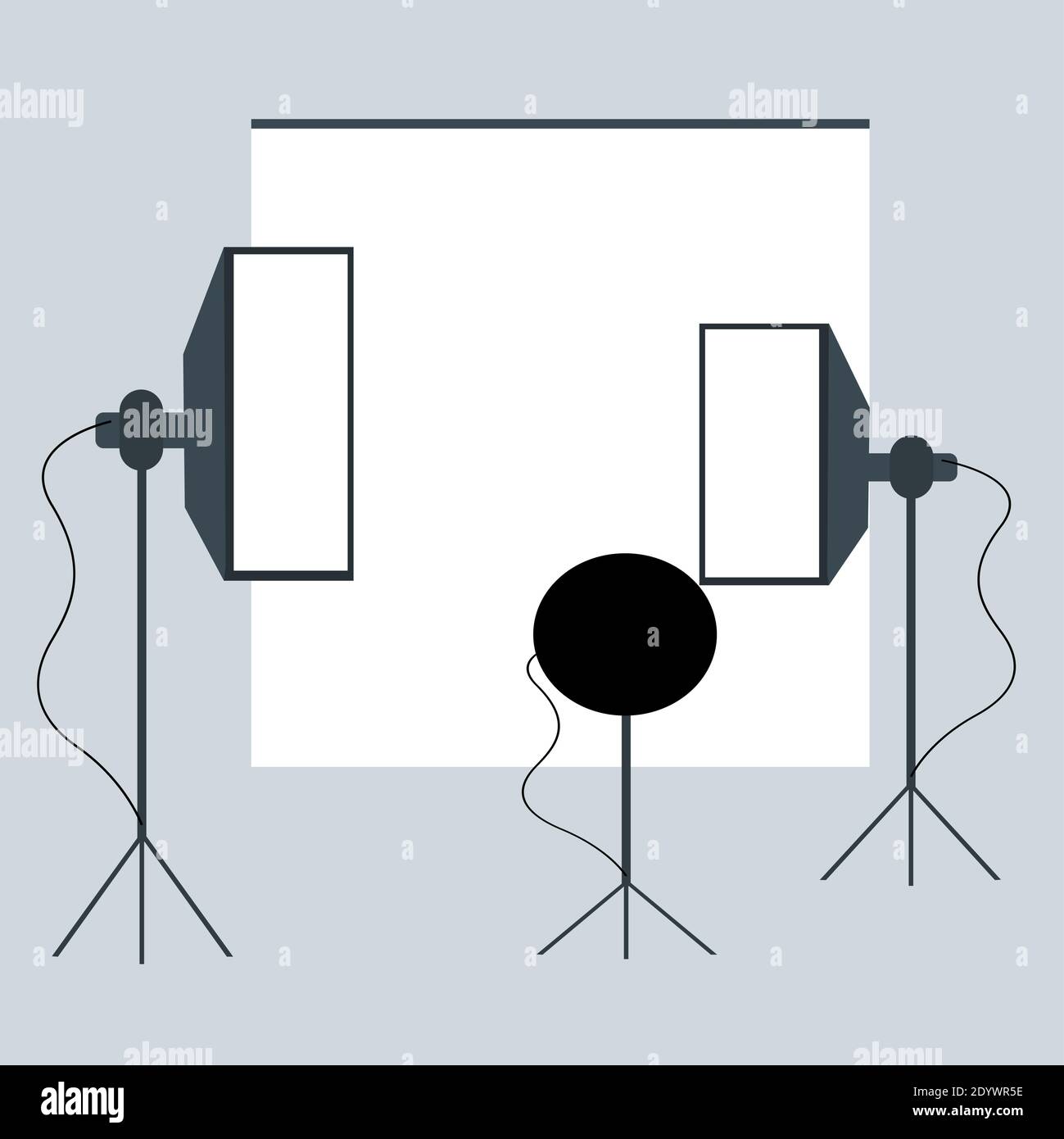 Fotostudio, Illustration, Vektor auf weißem Hintergrund. Stock Vektor