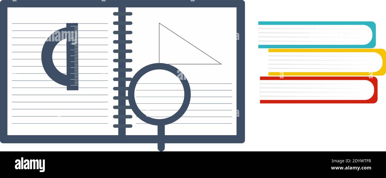 Studieren Sie Grafik, Illustration, Vektor auf weißem Hintergrund. Stock Vektor