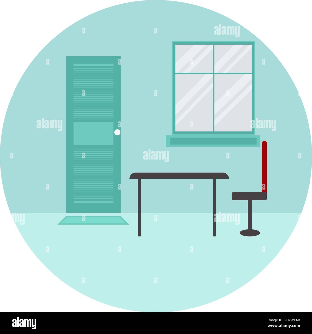 Arbeit von zu Hause, Illustration, Vektor auf weißem Hintergrund. Stock Vektor