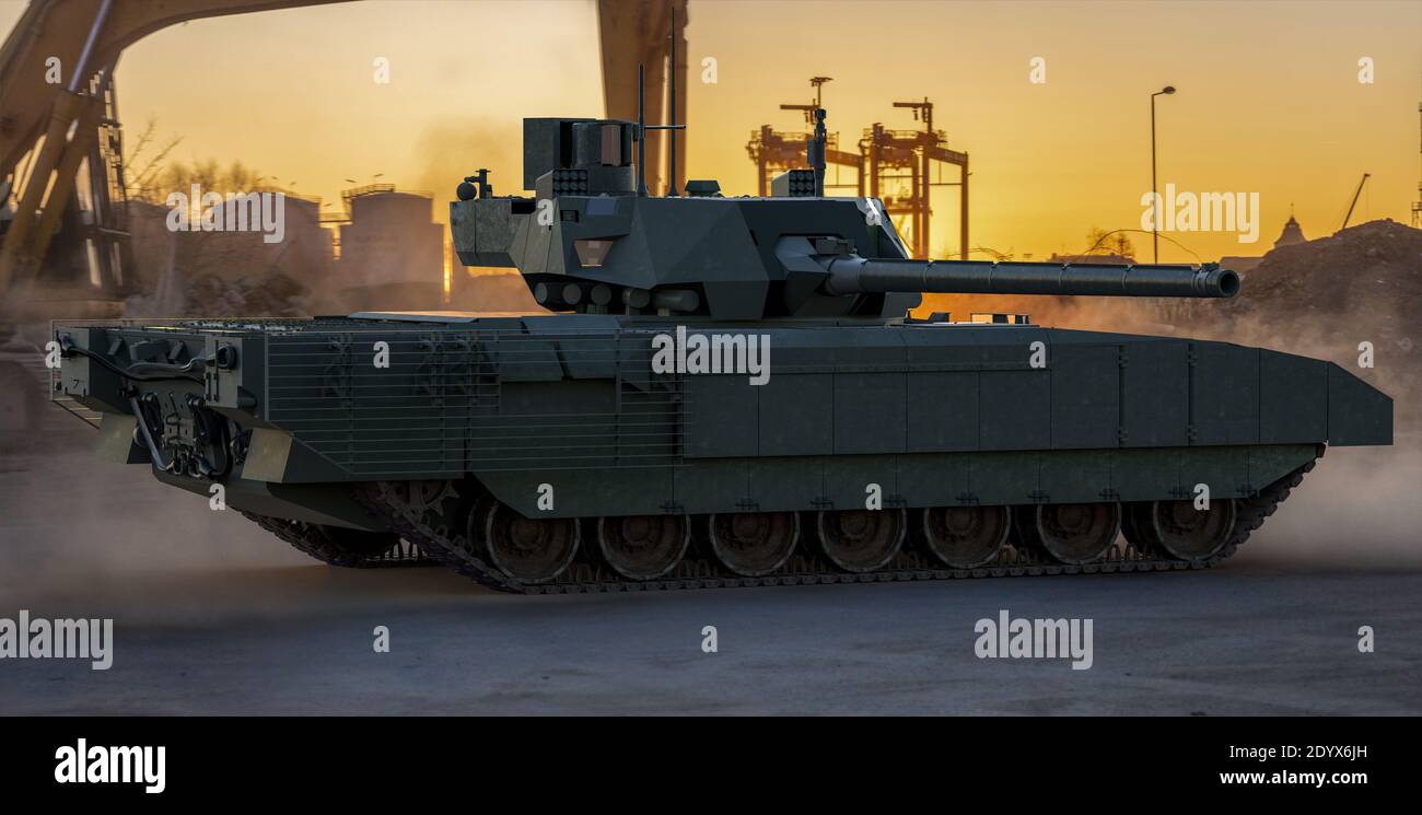 Russischer Panzer der neuesten Generation T-14 Armata, auf dem Trainingsgelände Stockfoto
