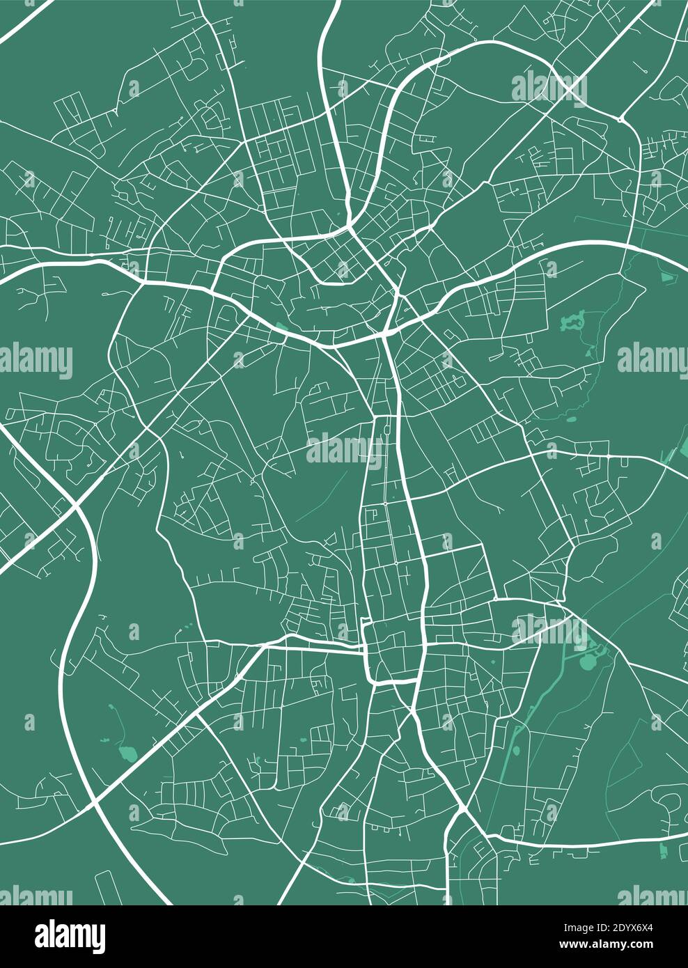 Vektorkarte von Monchengladbach, Deutschland, Bundesland Deutschland. Abbildung des Straßenklasters. Mönchengladbach Karte Art. Stock Vektor