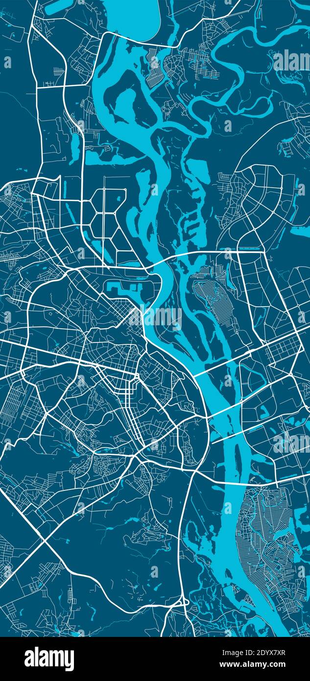 Detaillierte Karte von Kiew Kiew Stadt Verwaltungsgebiet. Lizenzfreie Vektorgrafik. Stadtbild-Panorama. Dekorative Grafik Touristenkarte von Kiew Kiew Stock Vektor