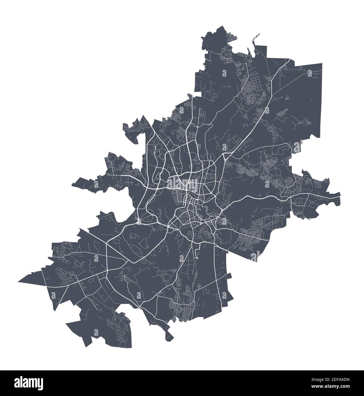 Vilnius-Karte. Detaillierte Vektorkarte von Vilnius Stadtverwaltung. Dunkles Plakat mit Straßen auf weißem Hintergrund. Stock Vektor