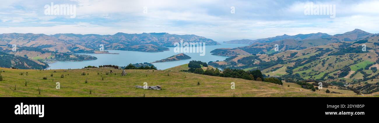 Onawe Halbinsel in der Nähe Akaroa innerhalb der Banks Halbinsel, Neuseeland Stockfoto