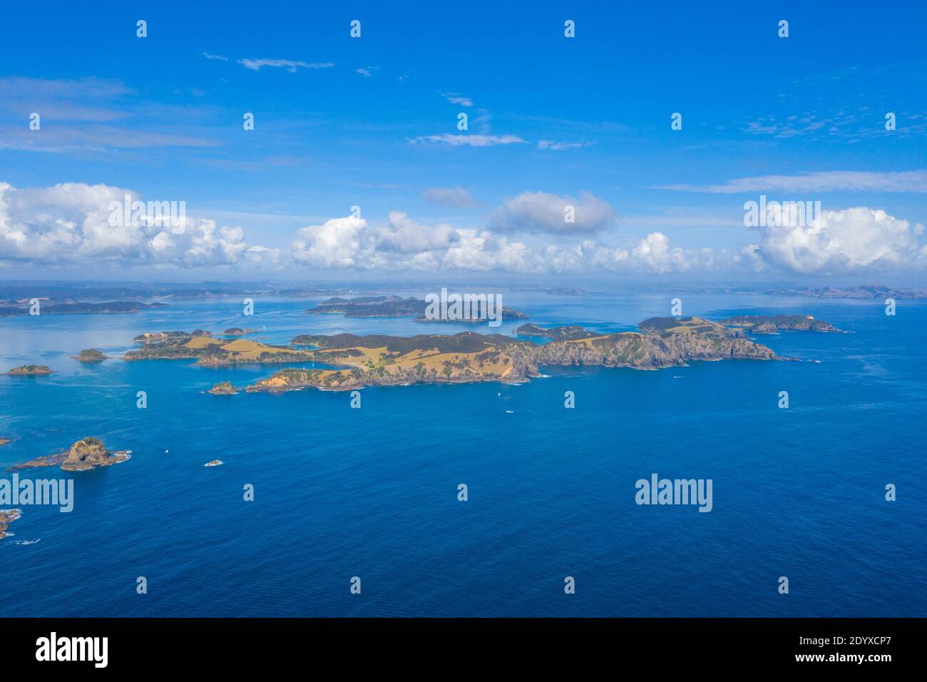 Luftaufnahme der Insel Urupukapuka in Neuseeland Stockfoto