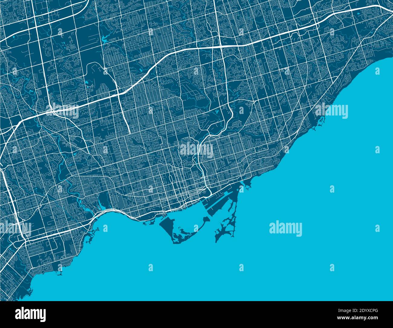 Toronto Karte. Detaillierte Karte von Toronto Stadt Verwaltungsgebiet. Airview Stadtbild Panorama. Lizenzfreie Vektorgrafik. Stock Vektor