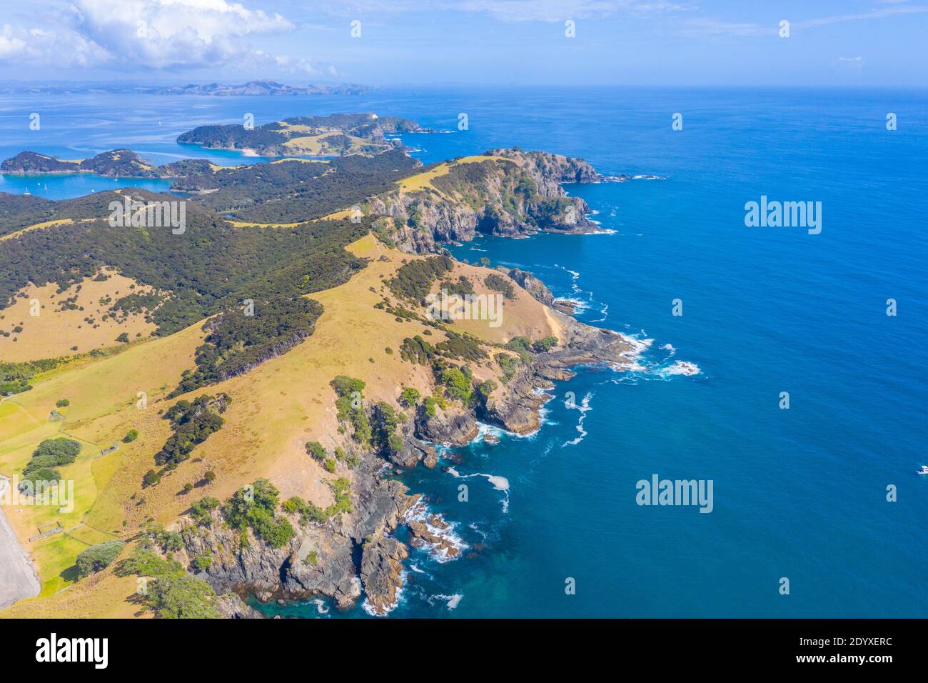 Luftaufnahme der Insel Urupukapuka in Neuseeland Stockfoto