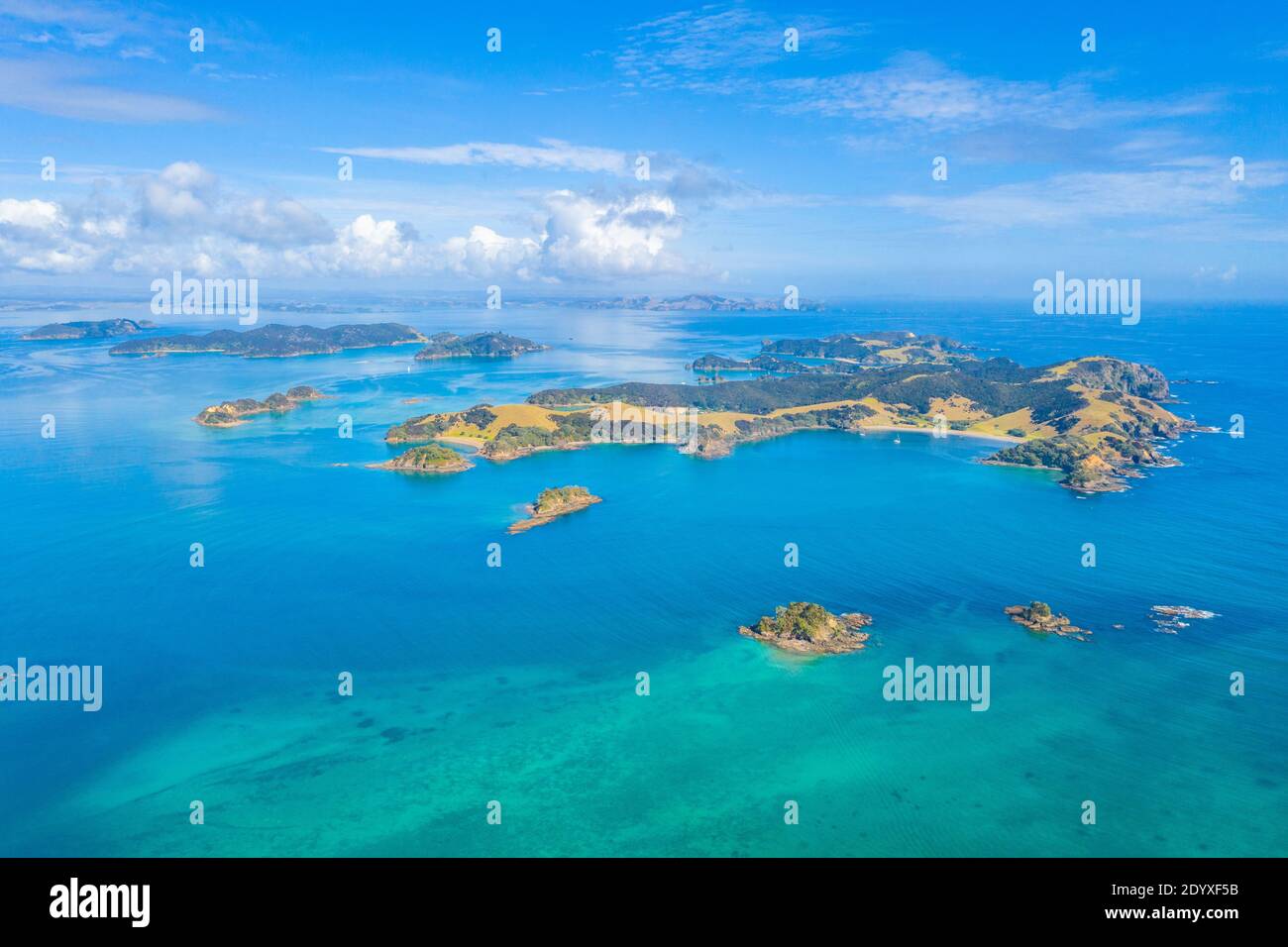 Luftaufnahme der Insel Urupukapuka in Neuseeland Stockfoto