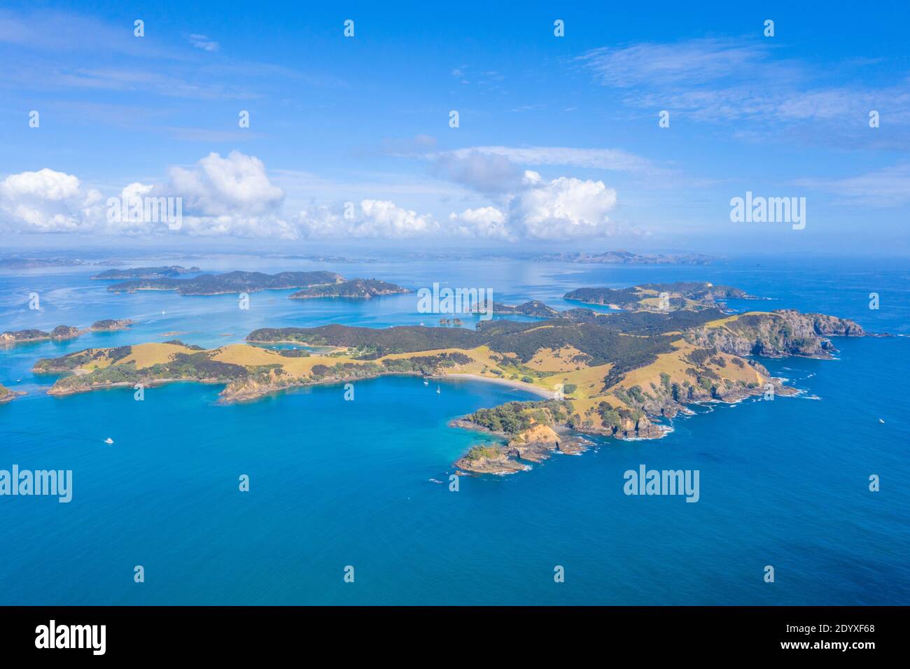 Luftaufnahme der Insel Urupukapuka in Neuseeland Stockfoto