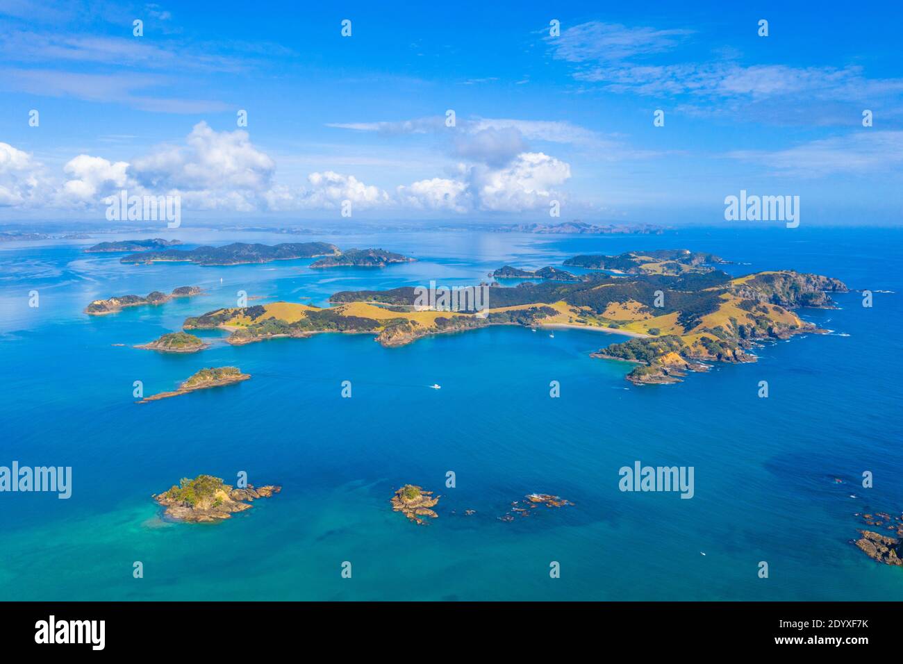 Luftaufnahme der Insel Urupukapuka in Neuseeland Stockfoto