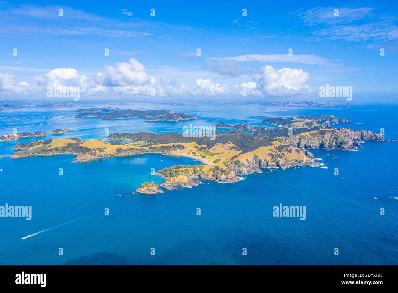Luftaufnahme der Insel Urupukapuka in Neuseeland Stockfoto
