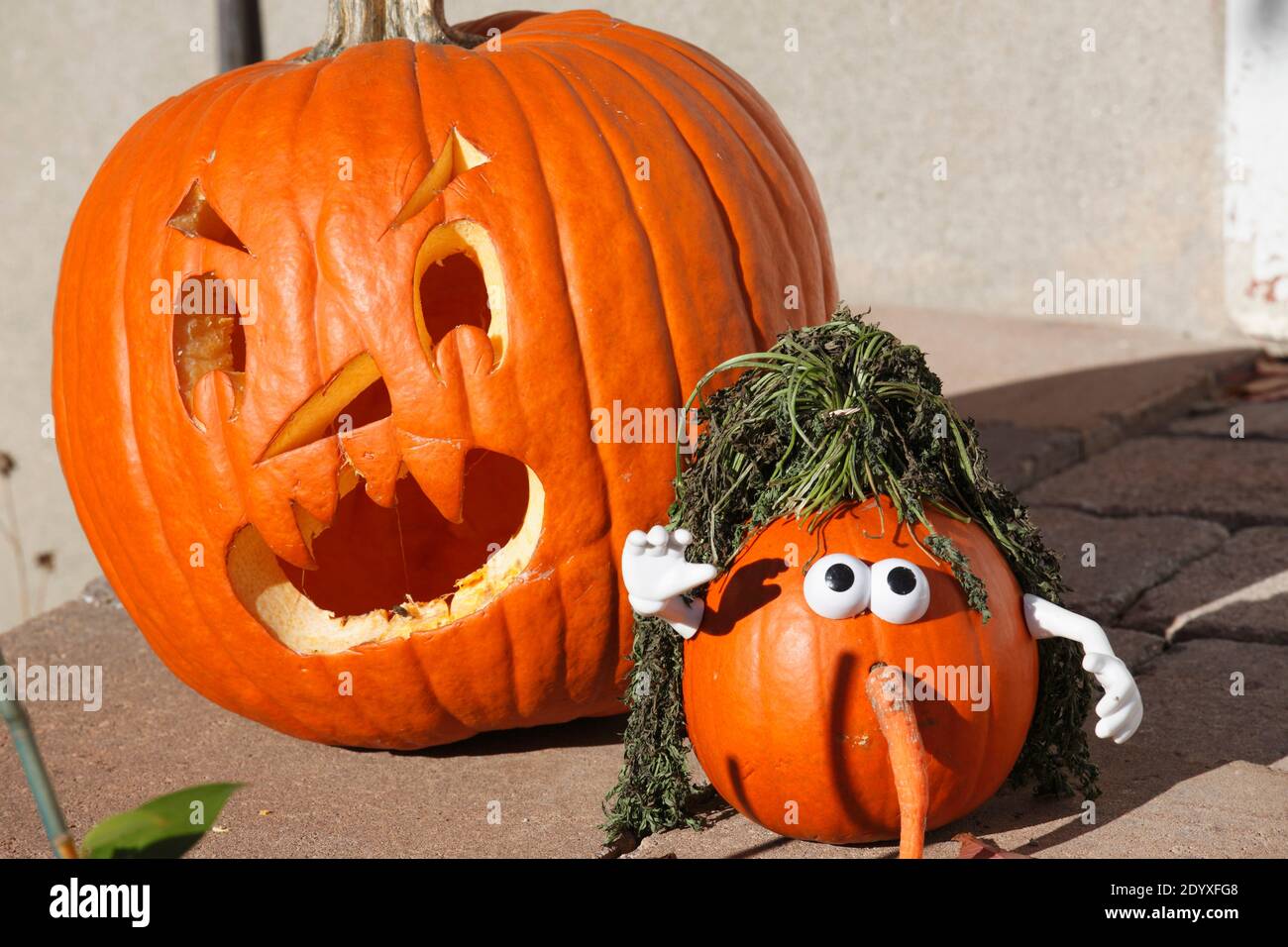 Halloween, Dekoration, Kürbisse, Stockfoto