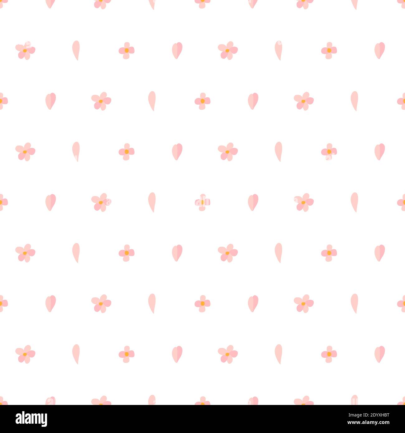 Vektor Natur nahtlose Muster mit kirschrosa Blütenblatt und Blüte. Blumenhintergrund. Textilverzierung. Stock Vektor
