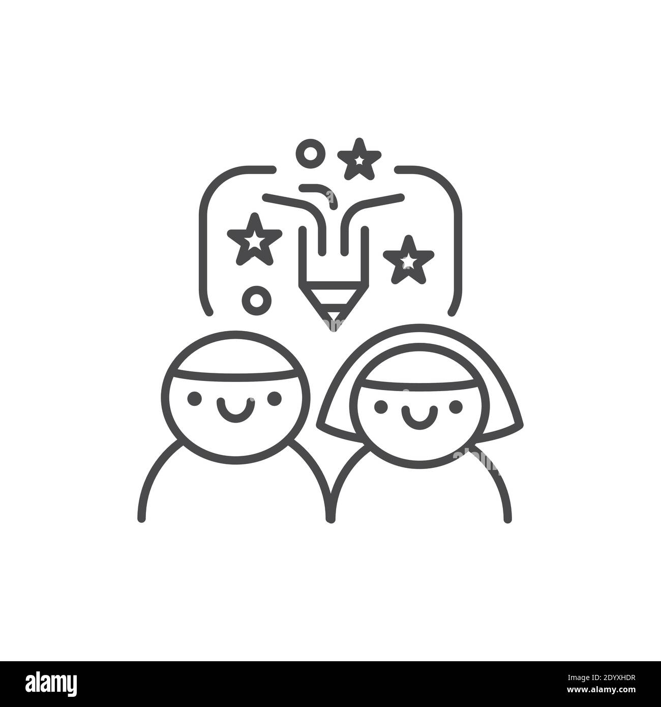 Creative Kinder s Studio Farbe Linie Symbol. Piktogramm für Webseite, mobile App, Promo. Stock Vektor