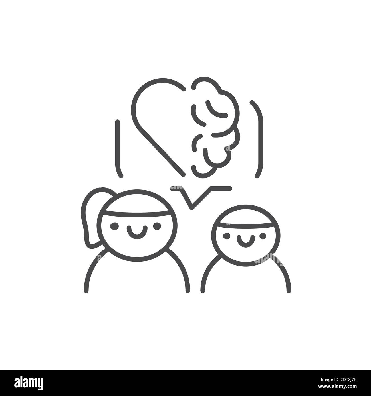 Entwicklung der emotionalen Intelligenz bei Kindern Farbe Linie Symbol. Piktogramm für Webseite, mobile App, Promo. Stock Vektor