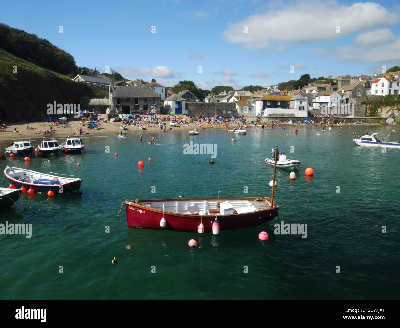 Die Boote vertäuten in Gorran Haven, Cornwall. Stockfoto