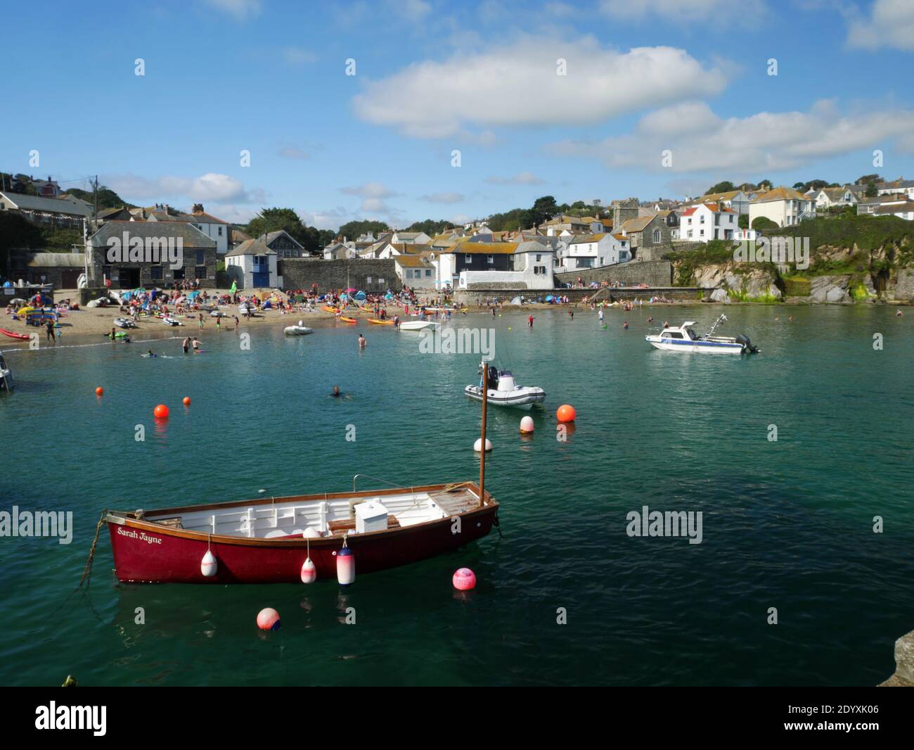 Die Boote vertäuten in Gorran Haven, Cornwall. Stockfoto