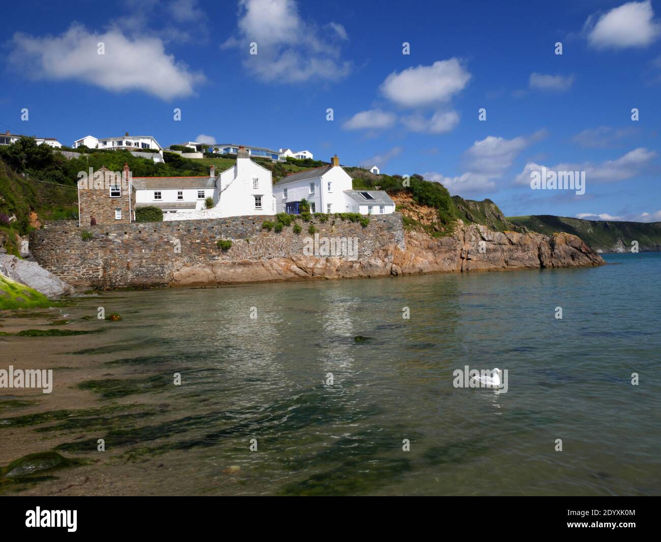 Hochwasser in Gorran Haven, Cornwall. Stockfoto