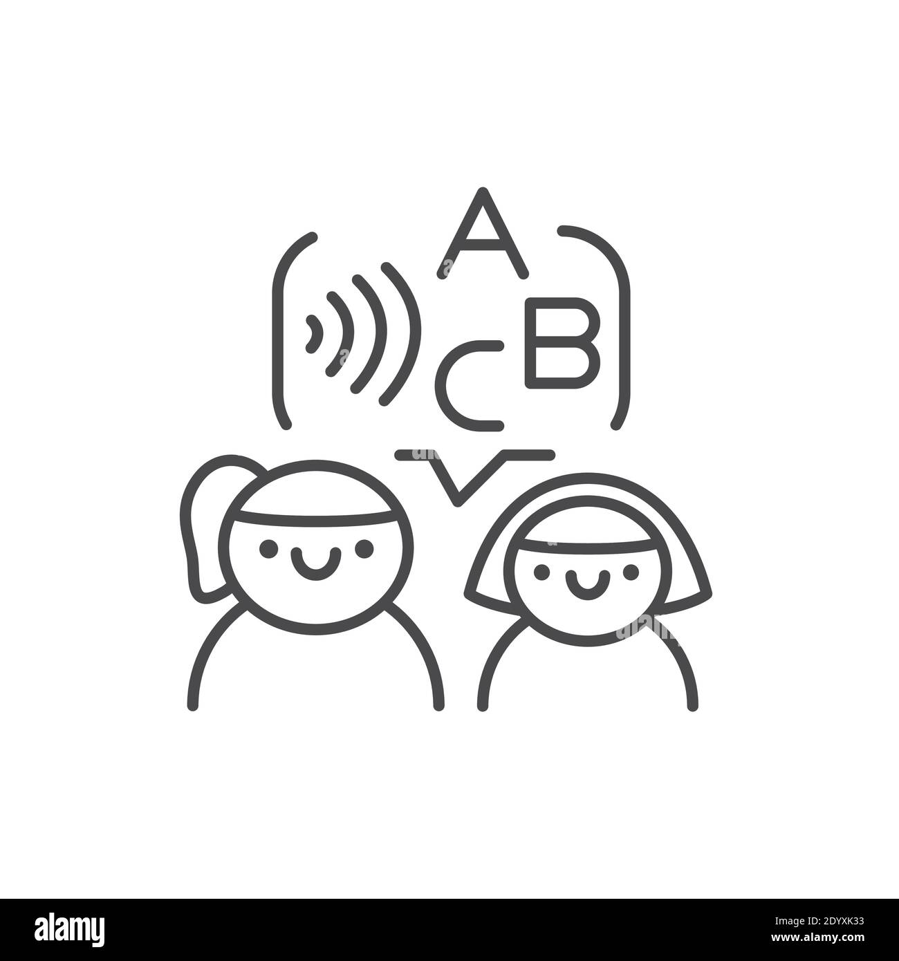 Kurse mit Farbliniensymbol für Logopädie. Piktogramm für Webseite, mobile App, Promo. Stock Vektor