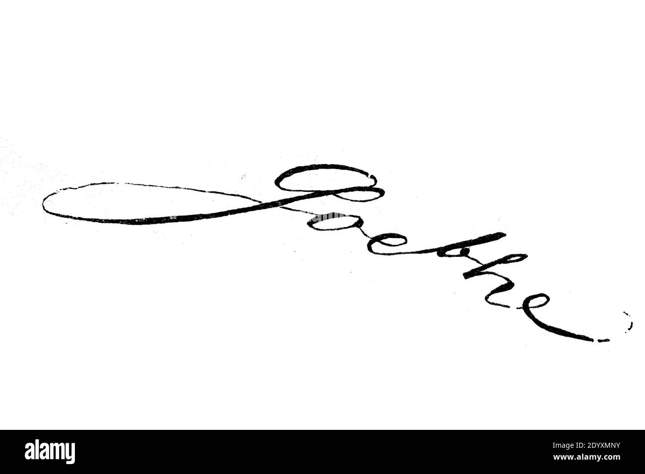 Signatur, Handschrift Goethes / Unterschrift, Handschrift von Goethe, Historisch, historisch, digital verbesserte Reproduktion eines Originals aus dem 19. Jahrhundert / digitale Reproduktion einer Originalvorlage aus dem 19. Jahrhundert, Stockfoto