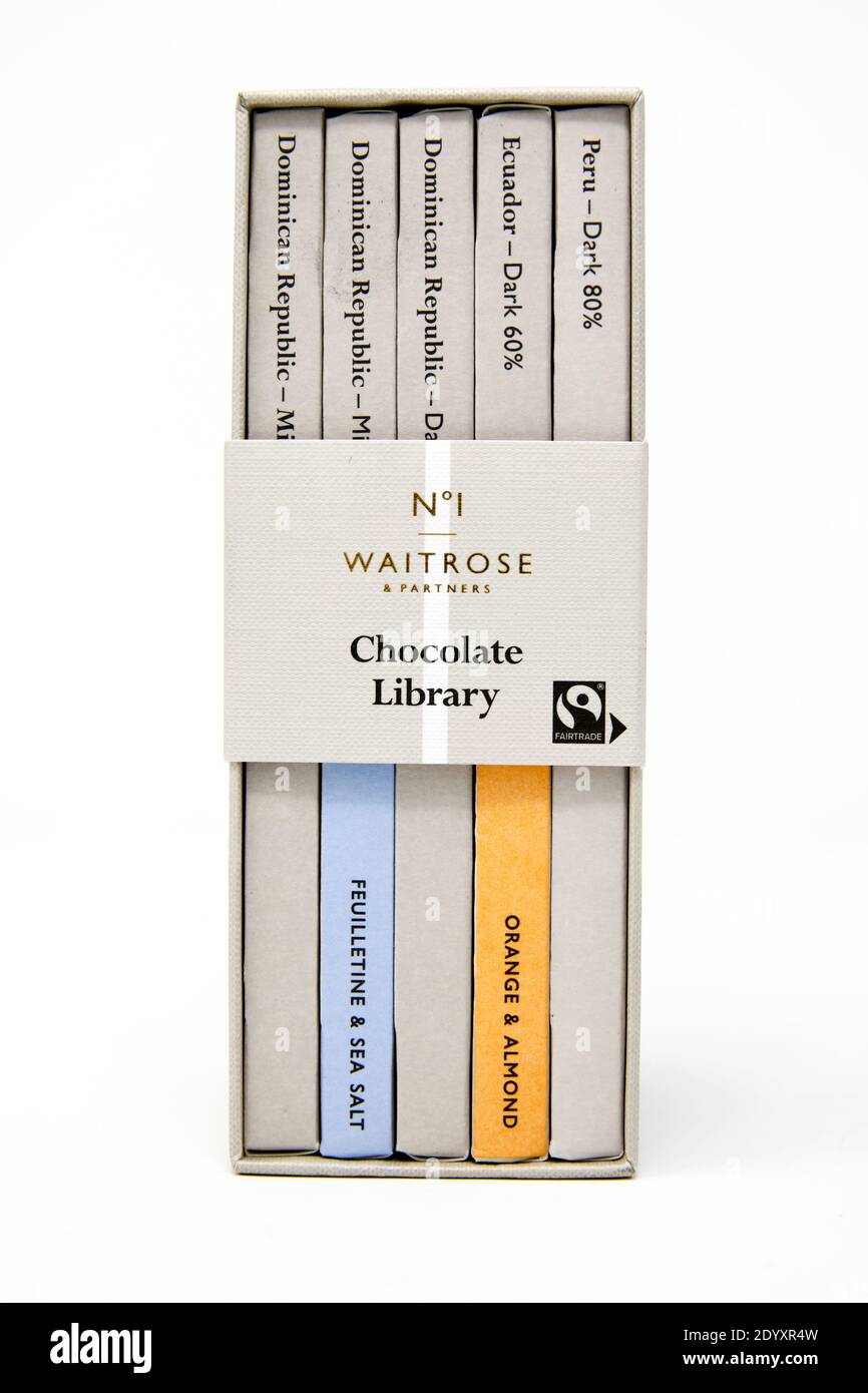 Waitrose - No.1 Schokoladenbibliothek Stockfoto