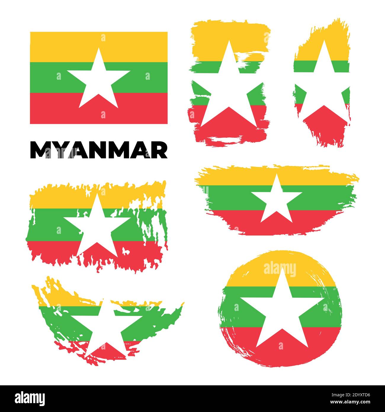 Flagge der republik Myanmar in statischer Position Stock Vektor