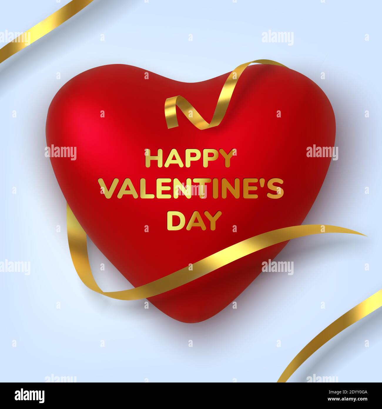 Grußkarte zum Valentinstag. Realistische 3d rote Herzen in Lametta Stock Vektor