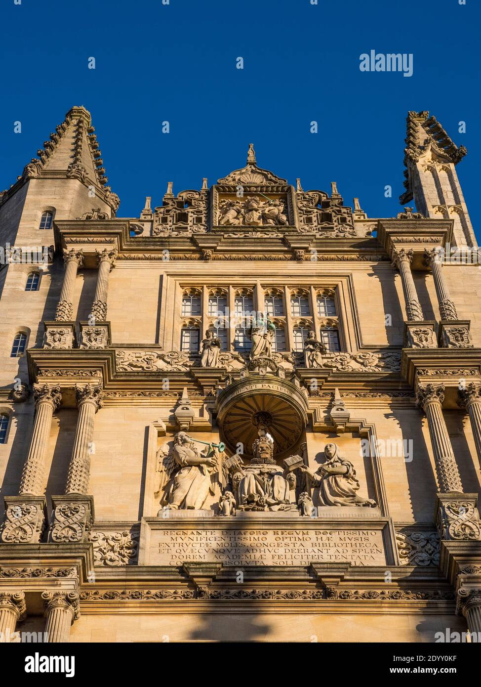 Tower of the Five Orders, Bodleian Library, Academic Library, University of Oxford, Oxford, Oxfordshire, England, Großbritannien, GB. Stockfoto